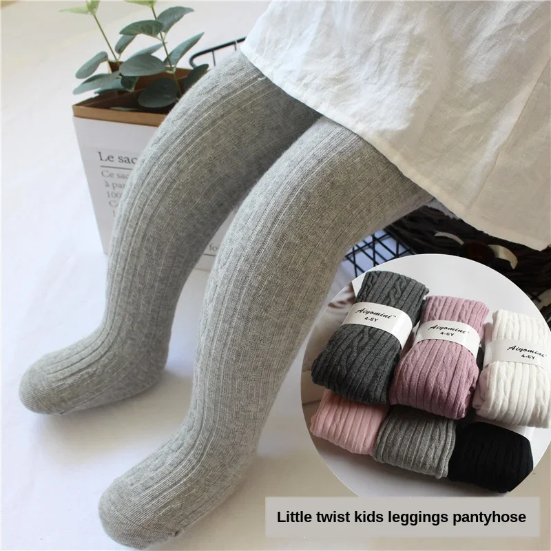 цена 2024 Spring Knitted Baby Pantyhose For Girls Twist Children Bottom Toddler Kid Girl Ribbed Stockings