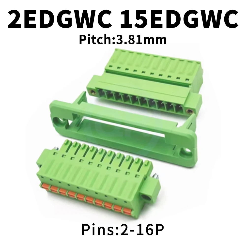 (5 Sets) KF 2EDGWC 3,81mm Stecker + Anschluss + Gehäuse Schraubenloses Federkontakt-Set 2EDGKDM Komplettset mit Gehäuse 15EDGWC 3,81