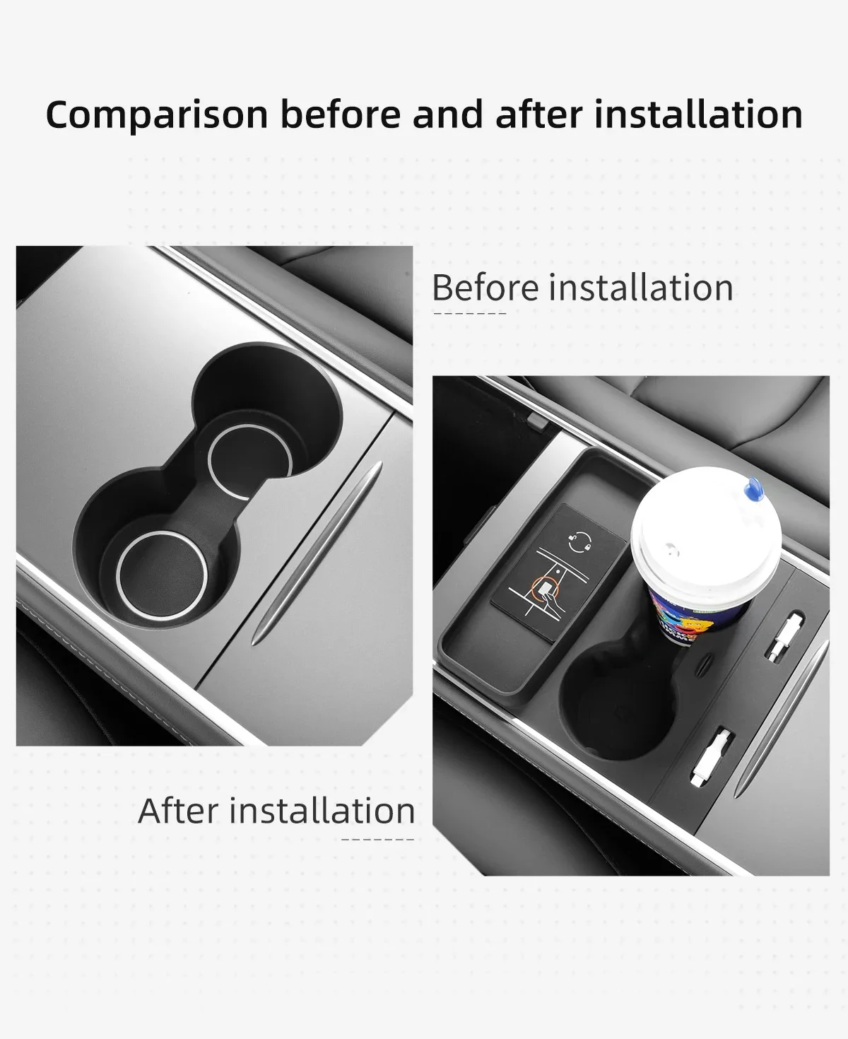 For Tesla Model 3 2021-2023 & Model Y 2021-2024 Silicone Cup Holder Non-Slip Ce