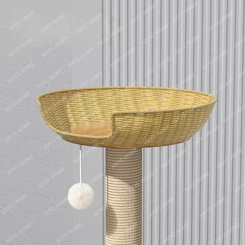 Small Apartment Rattan Woven More than Cat Climbing Frame Children Do Not Cover Sisal Solid Wood Summer Summer Big Cat
