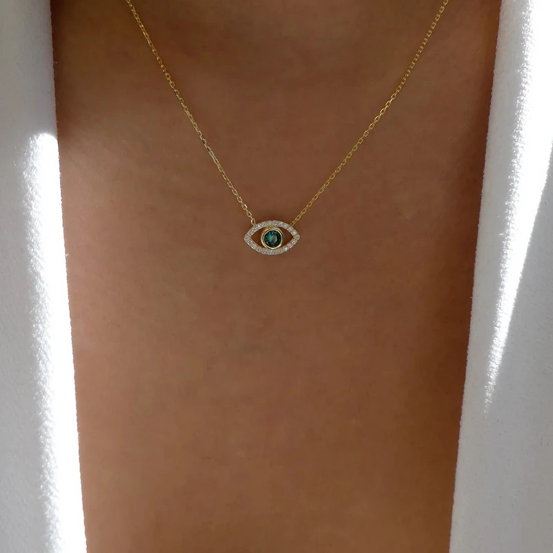 Simple Evil Eye Pendant Necklace for Women Turkish Lucky Fashion Gold Color Choker Chain Female Daily Minimalist Gifts Jewelry | Украшения