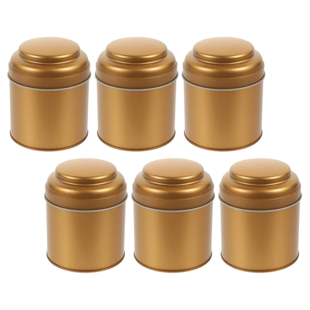 

6 Pcs Coffee Bean Jar Cereal Container With Lid Snack Holder Hats Tinplate Candy Tea Stand Metal Canister