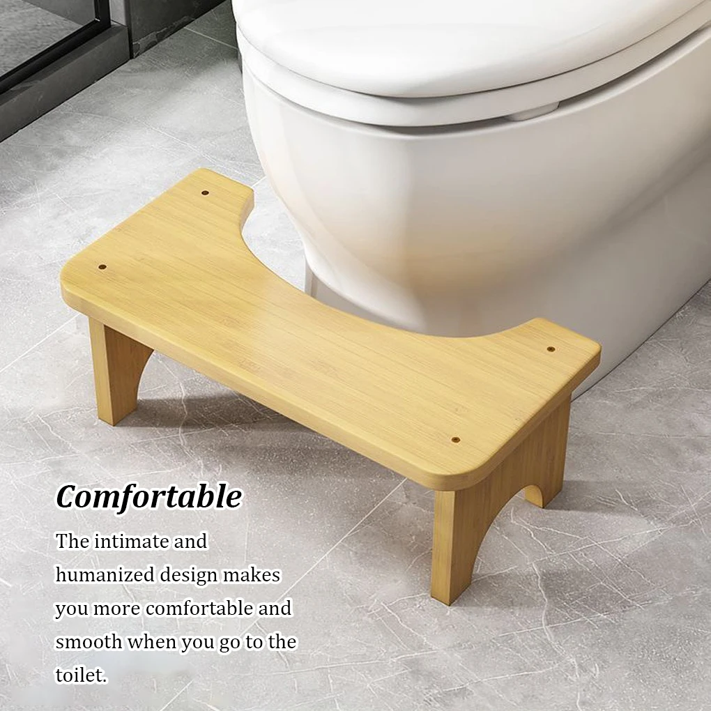 Bamboo Toilet Stool Waterproof Non Slide Poop Seat Holder Washroom Restroom Stand Old People Squat Bench Log color