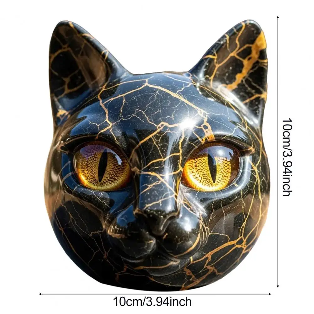 Black Cat Stone Figurine - Handcrafted Resin Min-i Cat Statue With