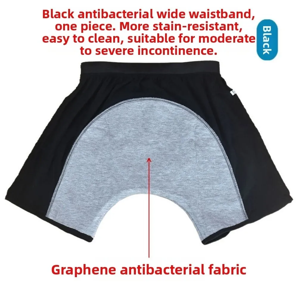 Antibacterial Graphene Adult Diaper Pants Elastic Leak-Proof Washable Diaper Breathable Reusable Absorbent Briefs Patient Use