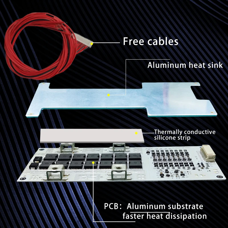 Yunhui Star-bms 8s 24v Lifepo4 80a 100a com Equilíbrio Substrato de Alumínio Mais Rápido Dissipadores de Calor para Energia Móvel ao ar Livre Etc. - Image 5