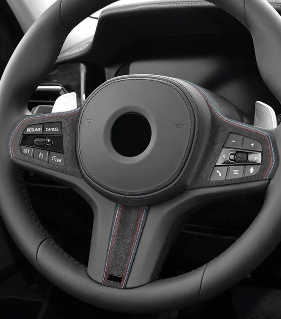 Steering Wheel Button Trim Frame Stickers For BMW G30 G20 F40 G21 G28 G11 G12 Z4 G32 Made of Alcantara Car Interior Accessories 6