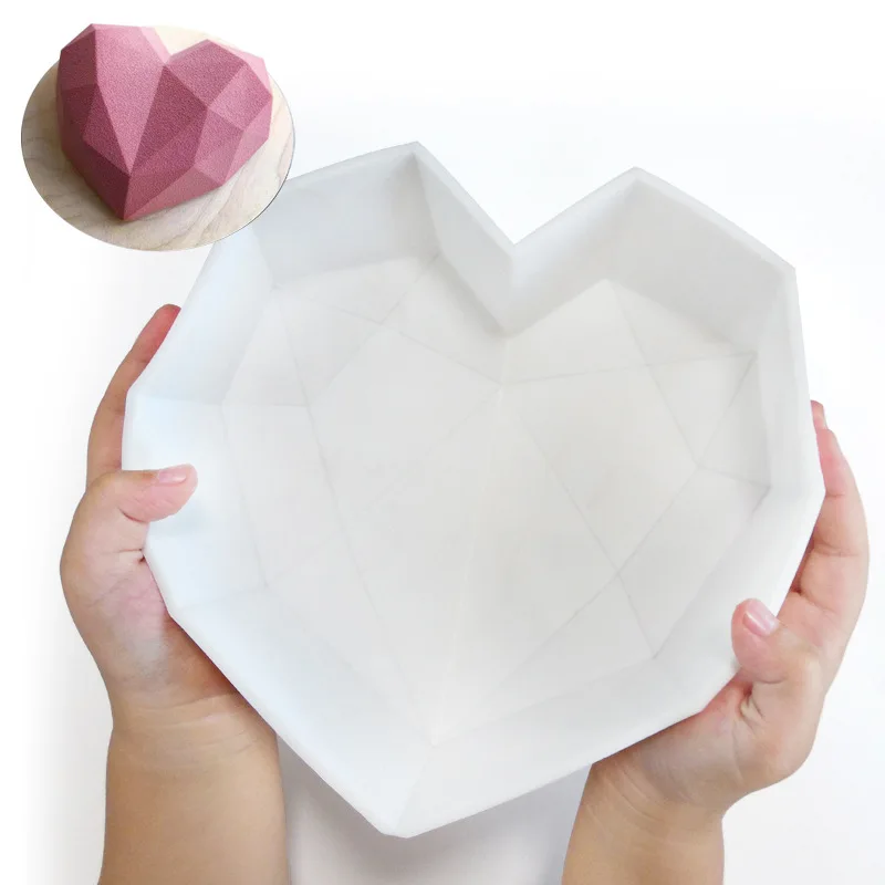 Herz Geformt Silikon Kuchen Form Silikon Backform für Gebäck 3D Diamant Herz  Form Kuchen Mousse Schokolade Silikon Gebäck Formen - AliExpress
