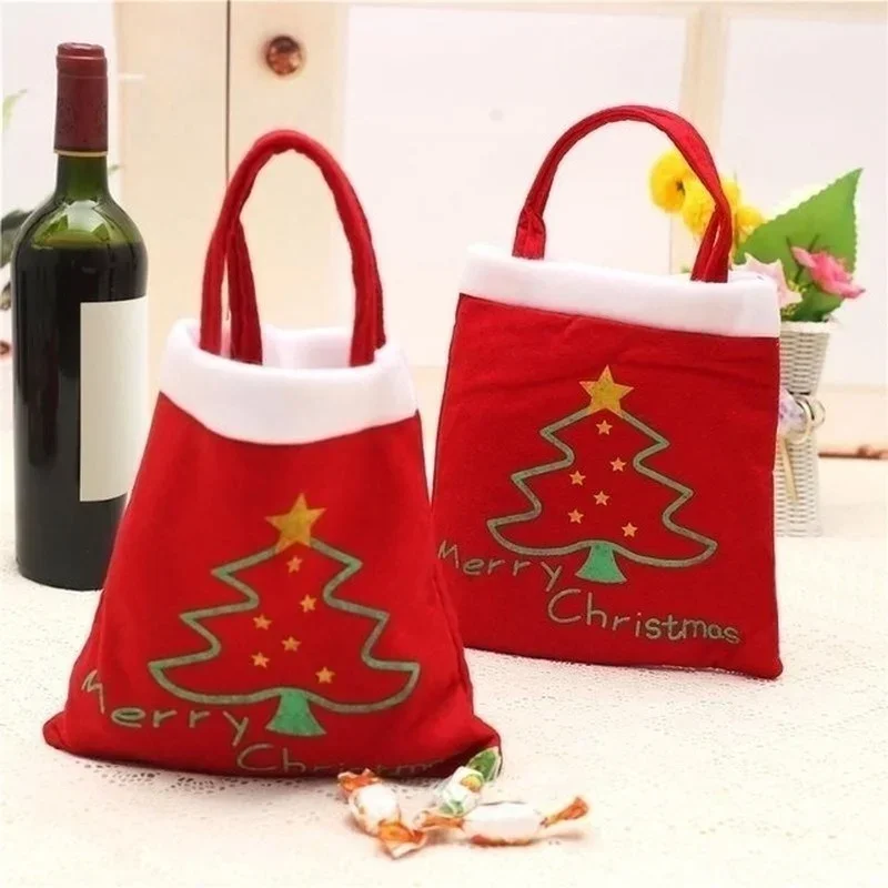 Candy Bag Creative Fuuny Red Merry Chrismas Candy Bags Pouch Mini Handbag Christmas Decoration For Home Party New Year Kids Gift