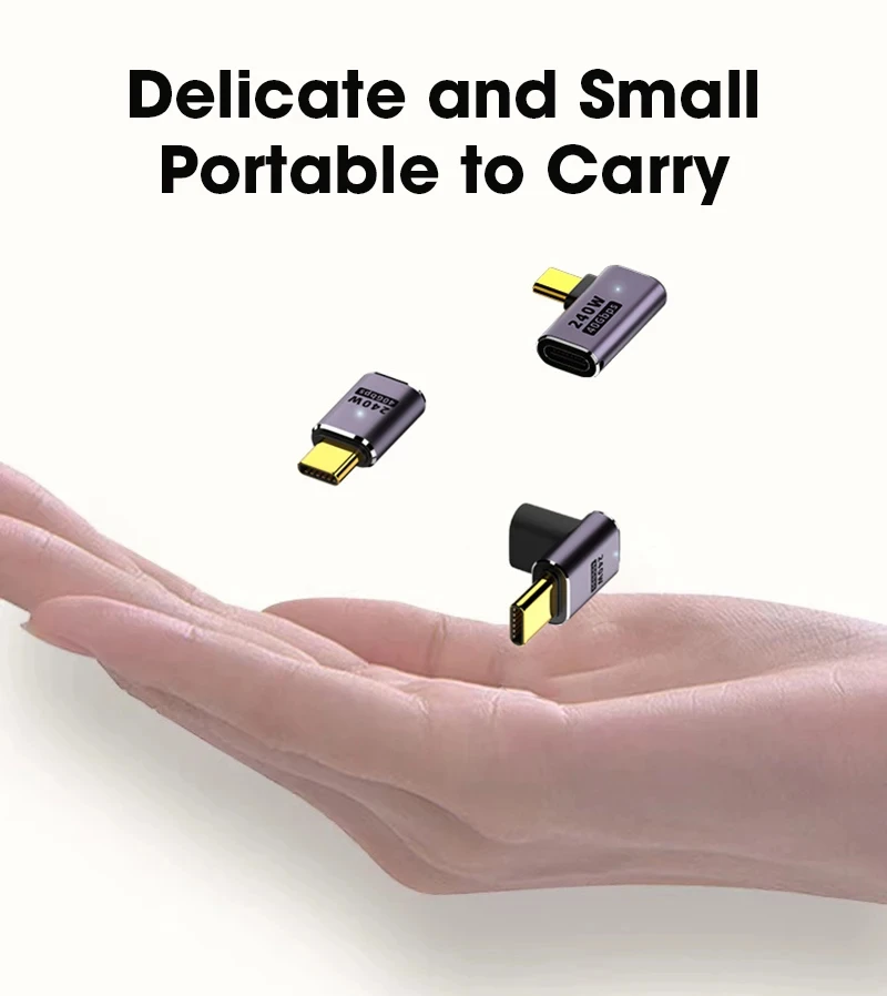USB Charger Adapter USB 4.0 PD 240W 8K 60Hz Charger Connector 40Gbps High Speed USB C OTG U-Shape Straight Angle Male to Female Adapter Macbook