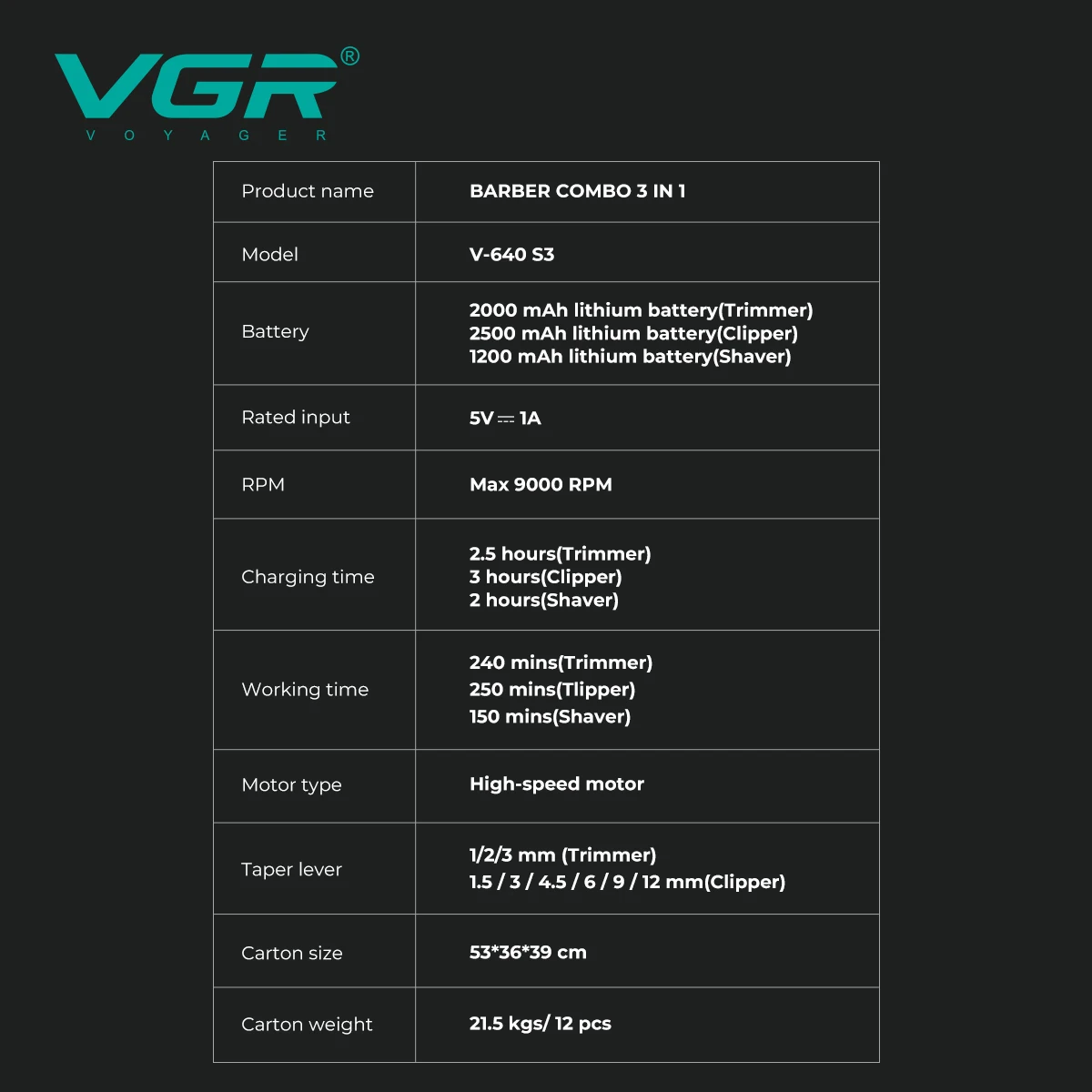 VGR ماكينات قص الشعر مُحسّنة احترافية ماكينة قص شع...