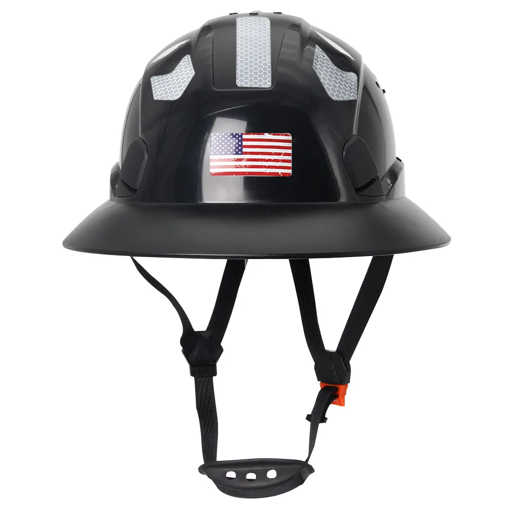 Hełm ochronny z pełnym rondem z odblaskowa naklejka okularami konstrukcyjnymi kask ochronna czapka ratunkowa ANSI dla inżyniera