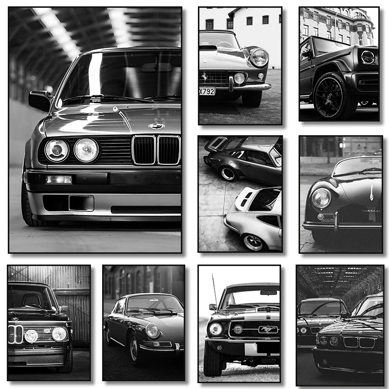 Chic Black and White Luxury Car Canvas Art
