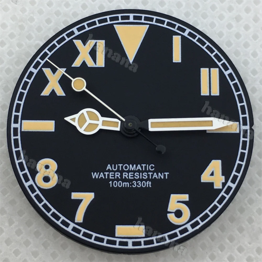 Retro Matte Dial - 29mm Green Luminous Hands for High-Quality Watch Modification