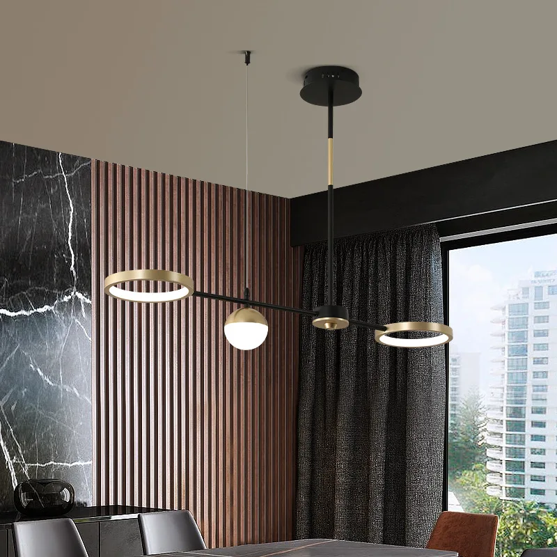 

Long chandelier Dining Room Decor design lamp minimalist chandelier Indoor Home Black gold light suspension lamp fixtures