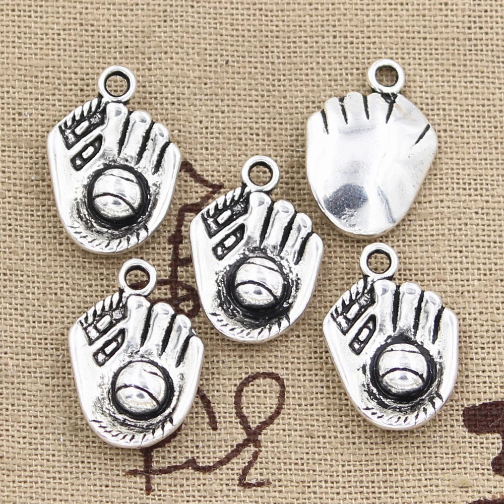 

8pcs Charms Baseball Glove Mitt 20x14mm Antique Silver Color Pendants Making DIY Handmade Tibetan Finding Jewelry