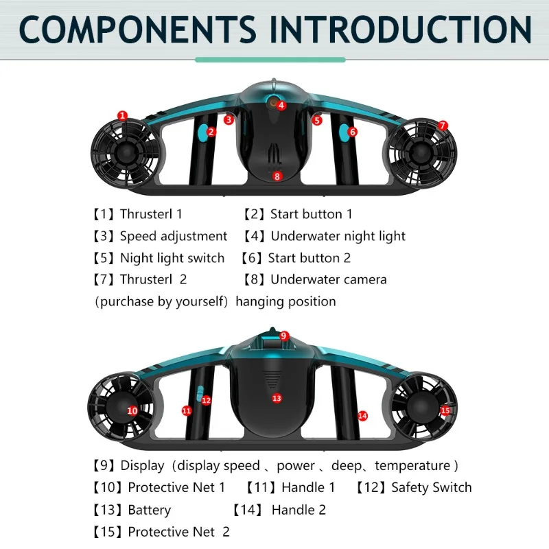 LF1 3-Speed Underwater Scooter w/ Removable Battery & Camera Mount
