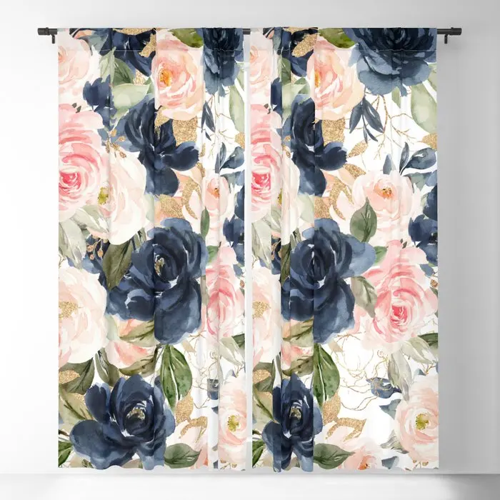 

Темно-розовые затемняющие шторы с акварельным цветочным узором, оконные шторы с 3D принтом для спальни, гостиной, украшение для окон