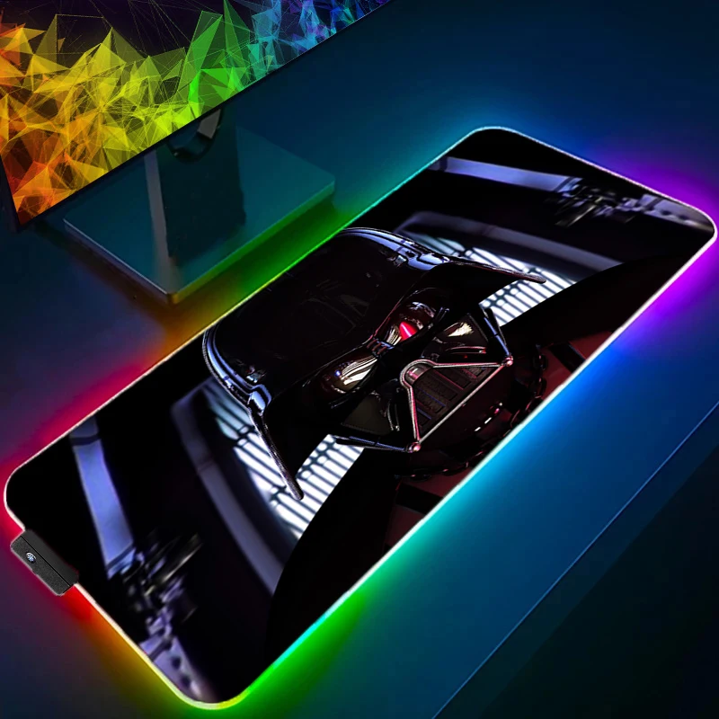 RGB LED Darth Vader Star Wars RGB Gaming Mouse Pad Laptop Anti-skid Game Mats Mousepad Luminous Office Accessories Xxl Mouse Mat funko pop star wars concept series darth vader