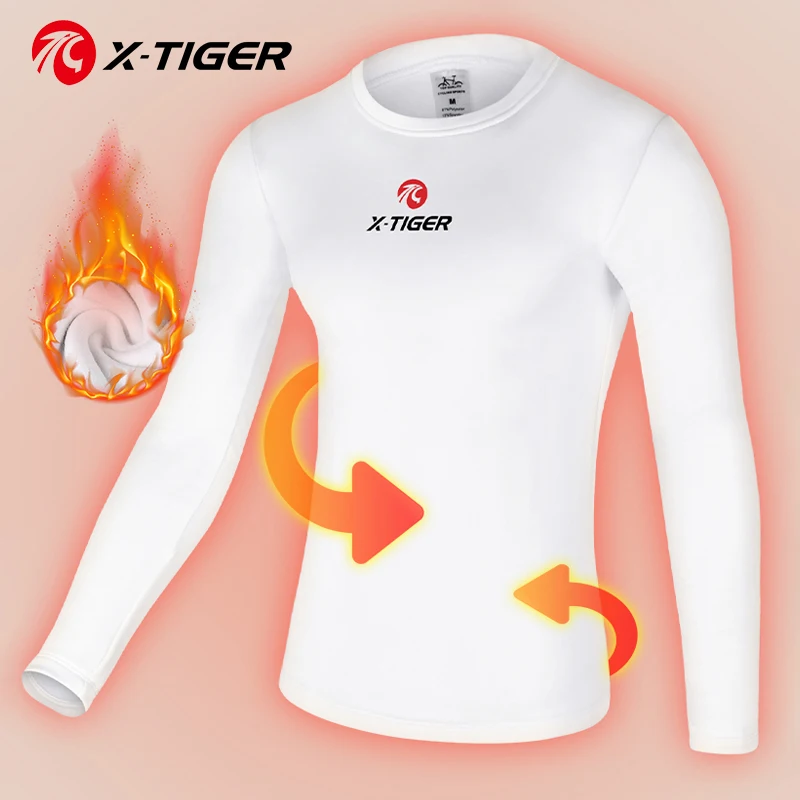 Winter Long-sleeved Base Layer Unisex Cycling Underwear 3D Cut Bike Innerwear for 5-10&deg;C Outdoor Sports Fleece Warmth