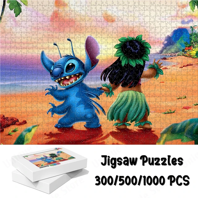 Lilo and Stitch Cartoon Series Puzzle Walt Disney Cartoon Jigsaw Puzzles  Beach Scenery Game and Puzzle Educational Toys for Kids - AliExpress