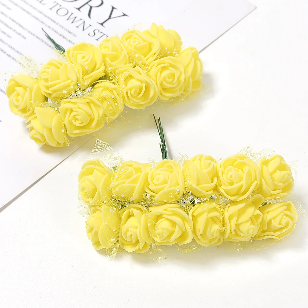 144 Stück künstliche Rosenblumen, Blumenstrauß, 7,5 cm Schaumstoff, künstliche Blumen, Hochzeitsdekoration für Zuhause, Raumdekoration, DIY-Geschenke, Zubehör – Detail 10