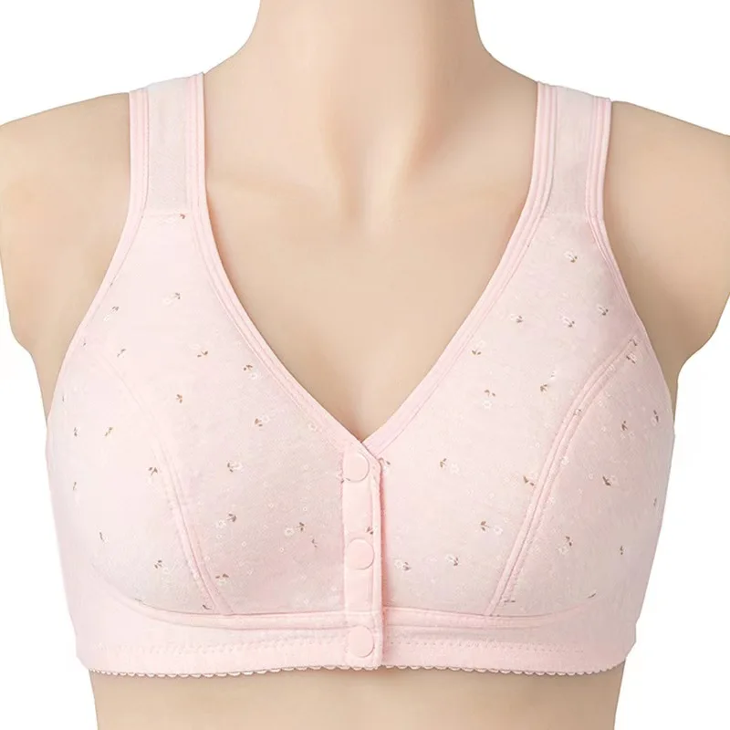 Nursing Bra Soft Cotton Without Steel Ring Maternity Middle-Aged And Elderly Front Button Bra Vest Type Front Button Bra 4