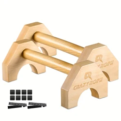 Wooden Push-Up Bar Stands for Fitness and Strength Training (Brown)