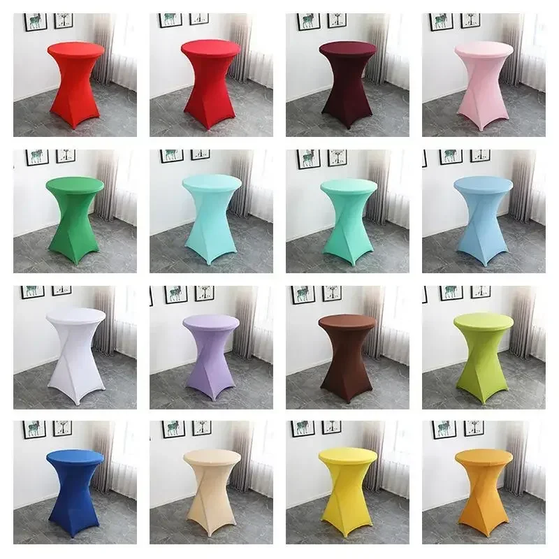 2/1PC Height Stretch Round Tablecloth Cocktail Table Cover Spandex Table Cloth Bar Hotel Party Wedding Elastic Table Cloth Decor