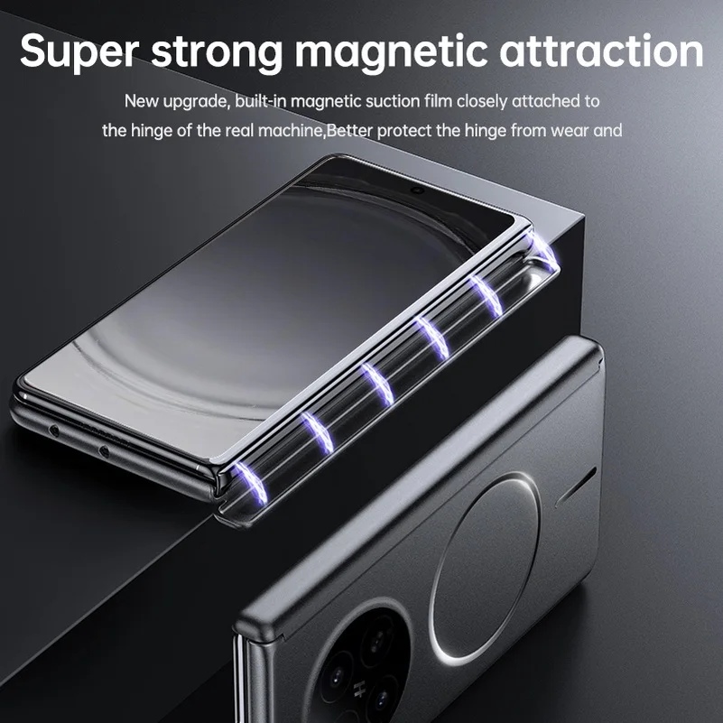 Magnetic Wireless Charging Matte Metal Protective Case with Hinge Guard