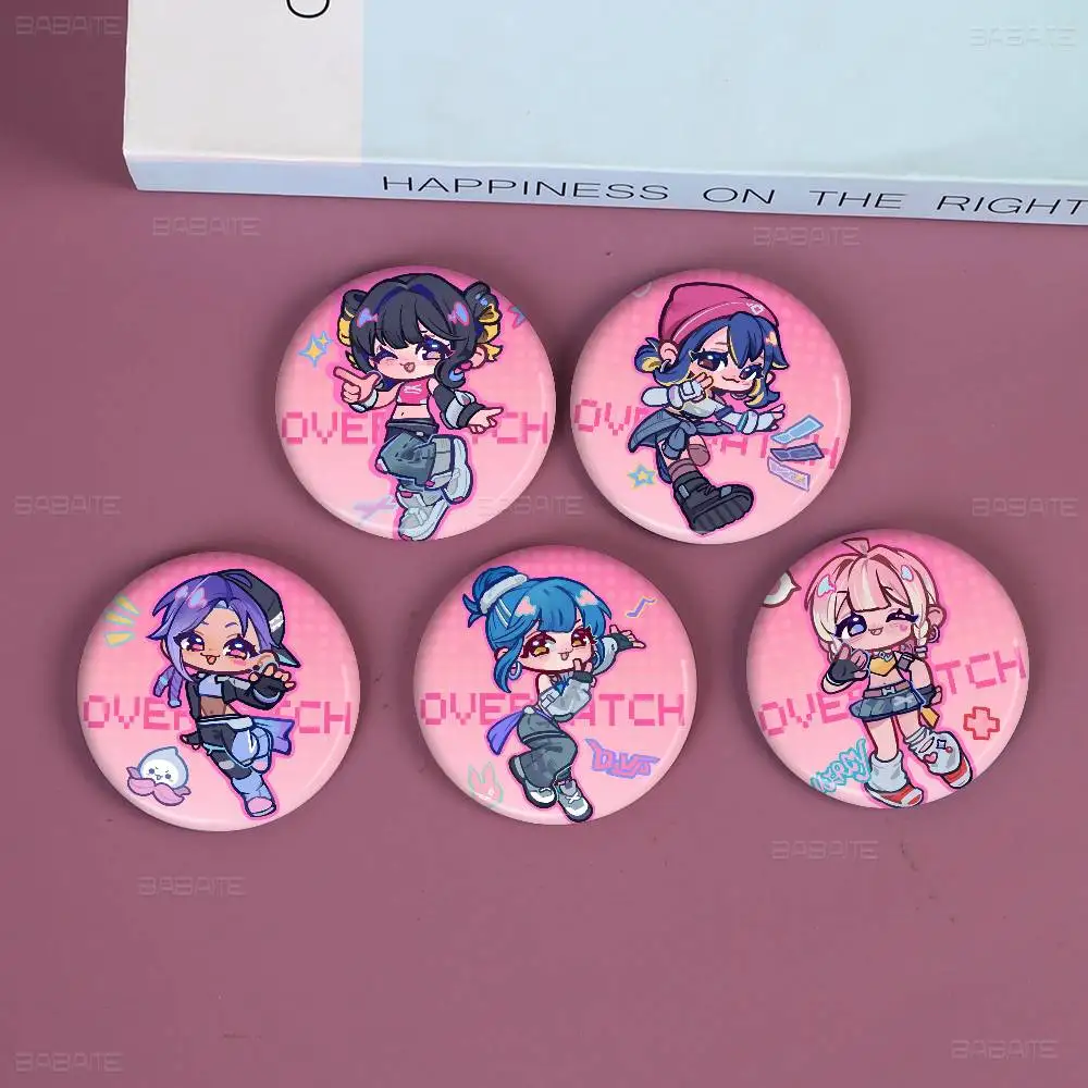 Overwatch Slogan Round Button Pins – Creative Brooches for Backpacks & Clothes, Fashion Cartoon Jewelry Gifts