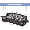 3 Seat Porch Swing, Wicker Patio Swing with Cup Holders & 3 Back Cushions, Yard Swing with Chains for Deck Garden Backyard 2