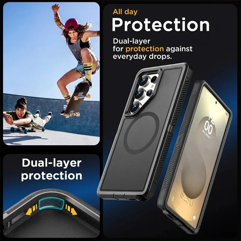 Premium Tough Matte Anti-Slip Case with Magnetic Wireless Charging Protector Cover