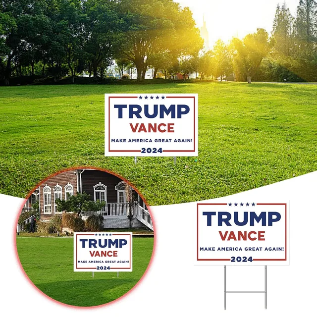 2024 Yard Signs 18 X 12 Inches Double Printing Make America Great Again Trump Us Presidential Campaign Outdoor Insert Sign 4