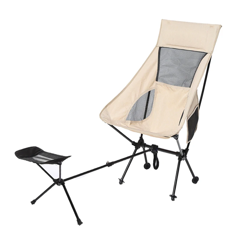 Outdoor Moon Chair with Foot Recliner Rest Portable Camping Ultralight Folding Chairs Backpack Chair for Fishing Picnic Hiking