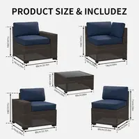 6-Piece Outdoor Patio Sectional Sofa Set with Waterproof Wicker and Thick Cushions 2