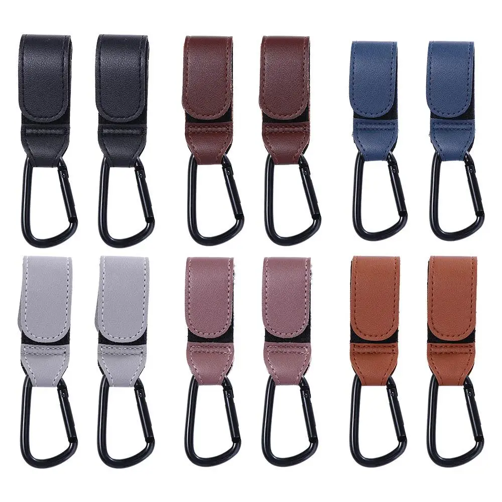 PU Leather Baby Bag Stroller Hook Pram Rotate 360 Degree Rotatable Cart Organizer 1/2Pcs