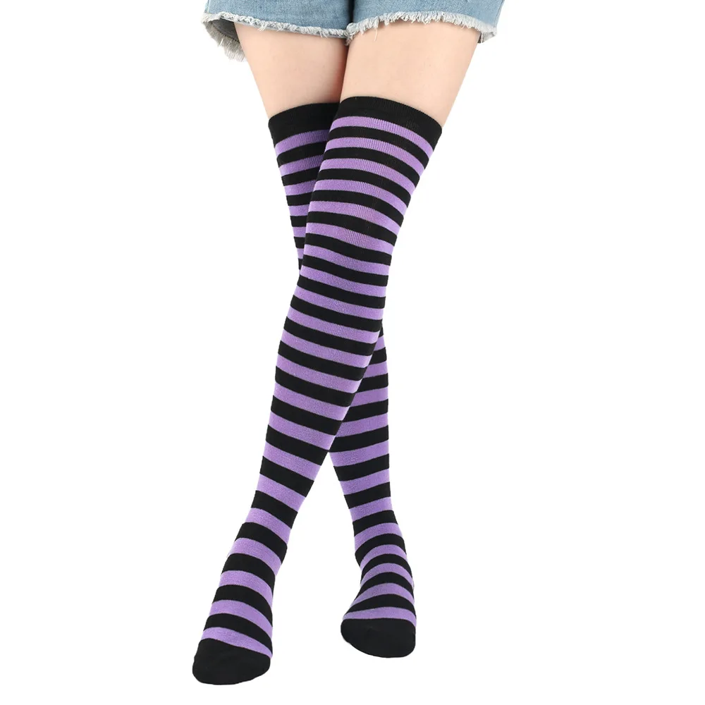 Gestreifte lange Socken für Damen, über dem Knie, hohe Strümpfe, Weihnachten, Halloween, Cosplay, Anime, Performance, Party, Nadelstreifen-Socken, Geschenke, Neu – Detail 34