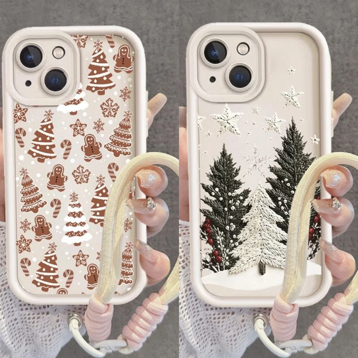 Festive Cartoon Christmas Rope Lanyard Phone Case