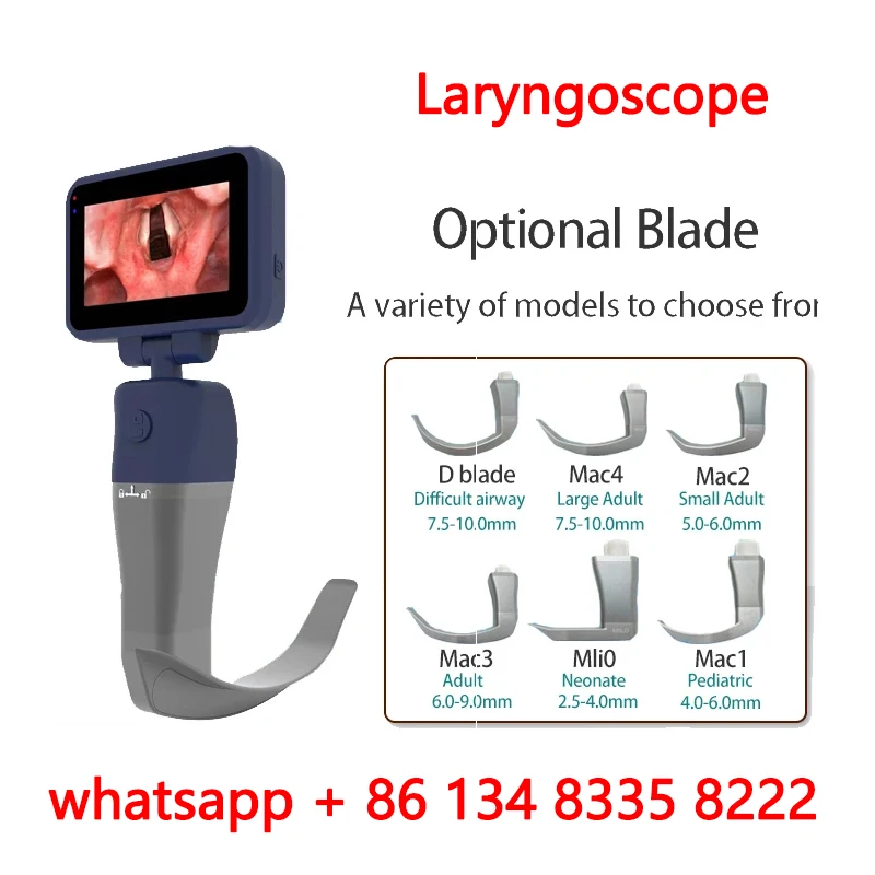 

Video Laryngoscope Reusable Sterilizable Blades color TFTLCD Digital Video Laryngoscope 6 Stainless Steel Blades Optional