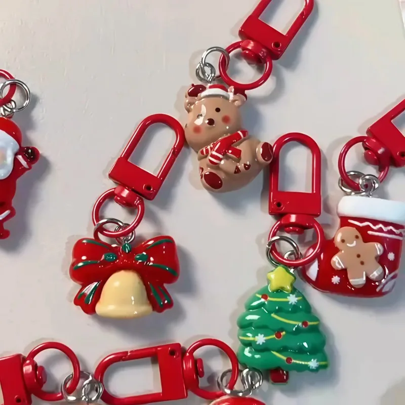 Cartoon Elk Santa Keychain Set - Christmas Birthday Spring Festival Carnival Party Favors, Bulk Novelty Gift Collection