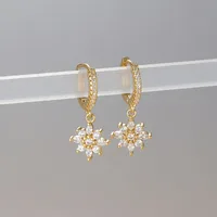 Luxury Stainless Steel Star Dangle Earrings For Women Sparkling Zircons Geometric Ear Piercing Earring Fashion Jewelry aretes