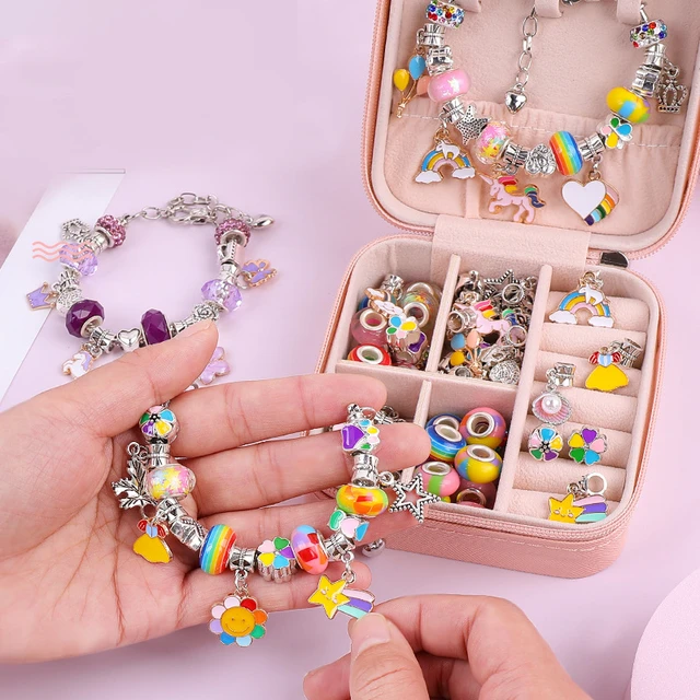 66PCS DIY Beaded Bracelet Set with Storage Box for Girls Gift Acrylic  European Large Hole Beads Handmade Diy Jewelry Making Kit - AliExpress