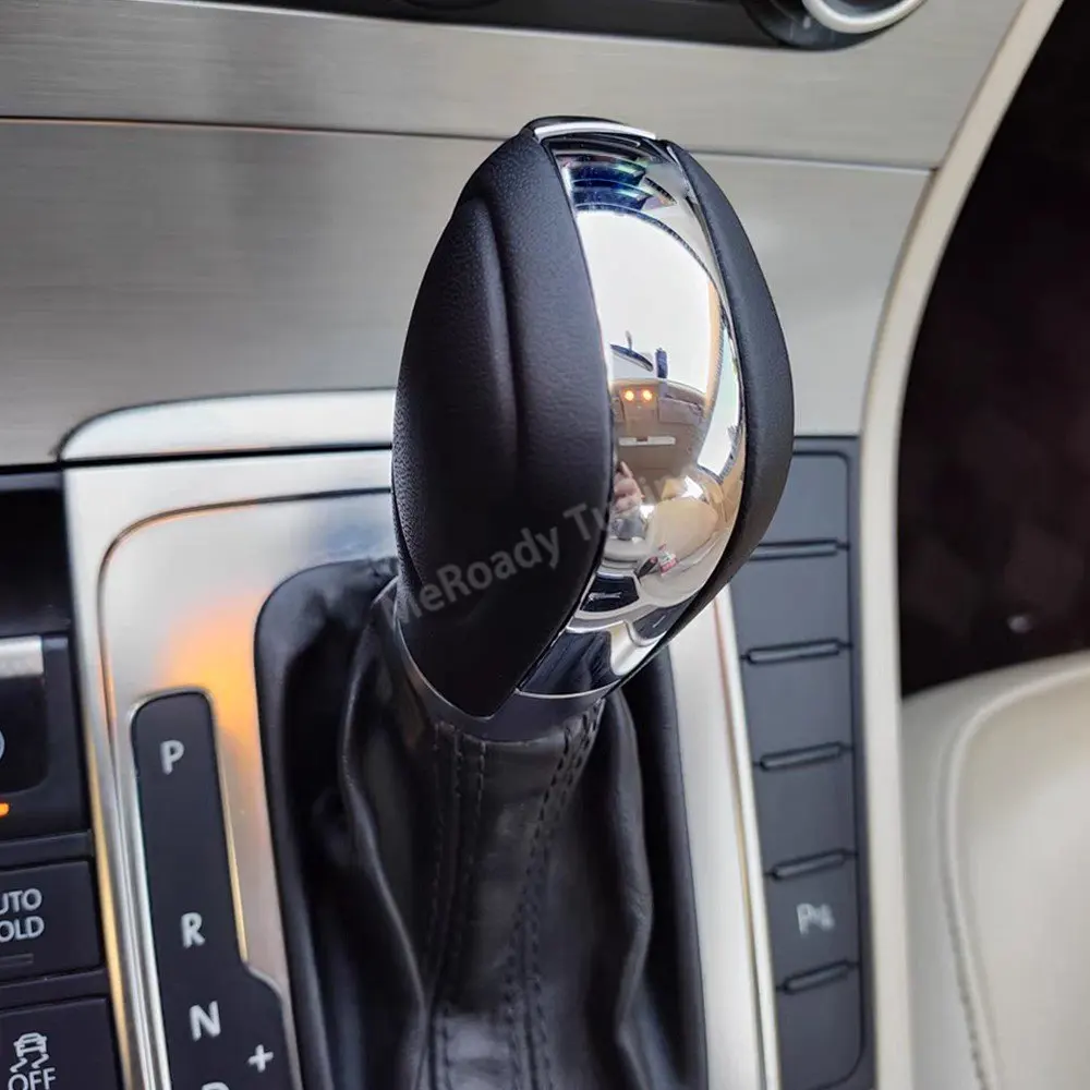 Chrome Leather DSG Shift Knob Cover Cap Gear Handle for Volkswagen Golf