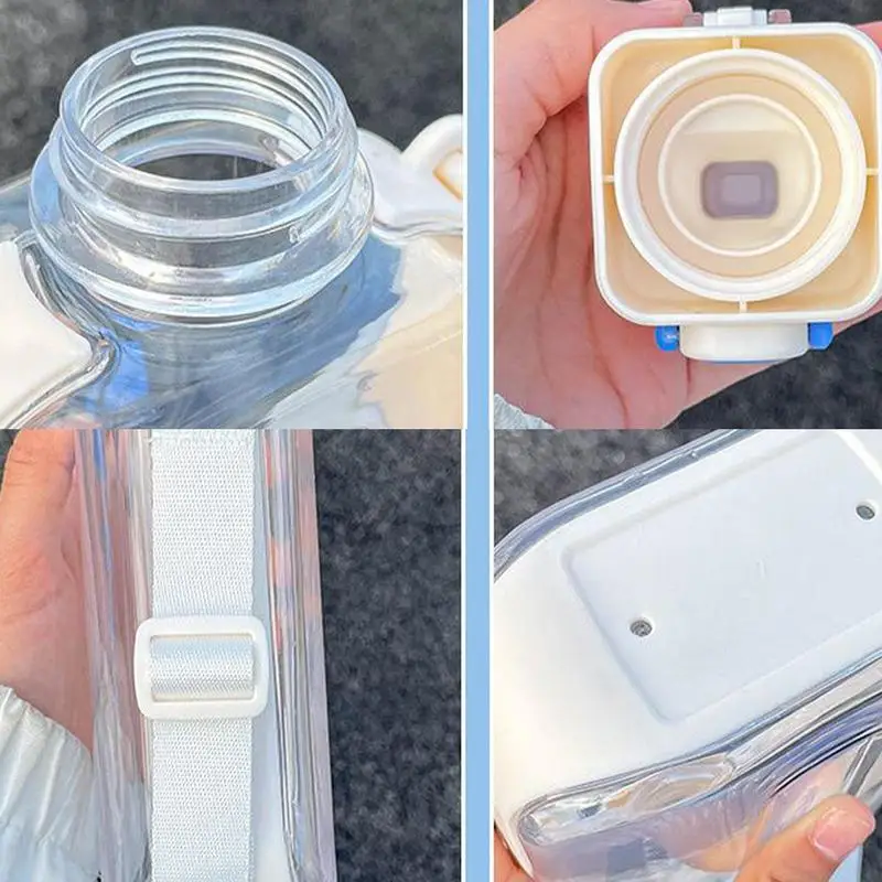 Sports Water Bottle Hangable Fitness Water Kettle With Strap Outdoor Sports Jugs For Camping Transparent Space Bottle For Adults