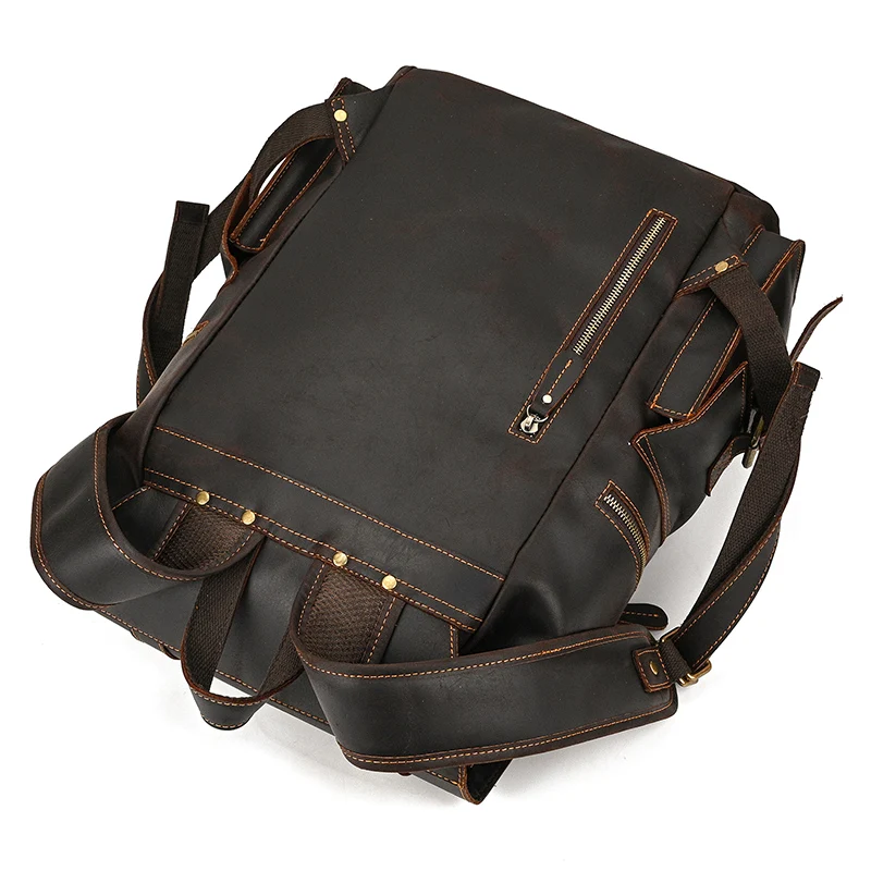 Leather Backpack Travel Pioneer™ - Dark Brown
