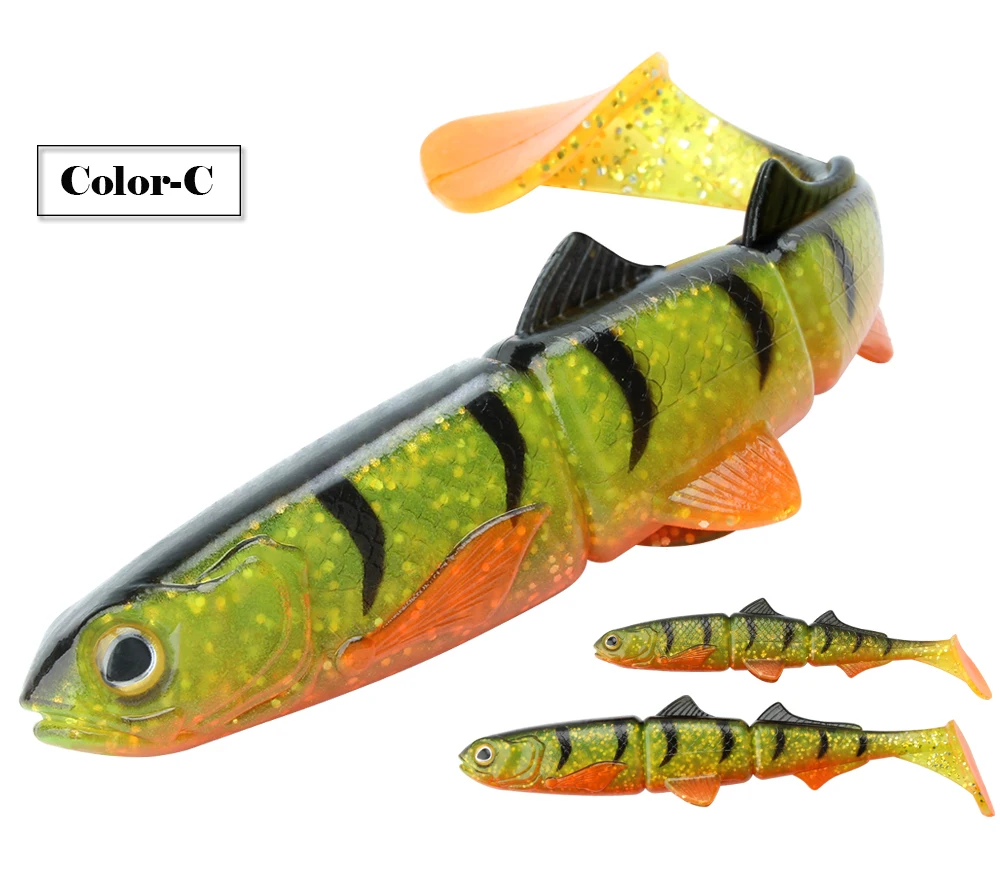 Spinpoler 3-Gelenk-Köder aus weichem Kunststoff, Schwimmpaddel, Schwimmköder, 16 cm, 22 cm, Hechtbarsch, Muskie, großer T-Schwanz, weiche Angelköder – Detail 6