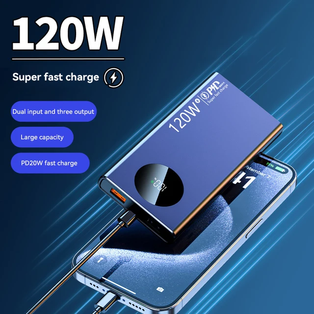 120W 500000mAh High Capacity Power Bank Fast Charging Powerbank Portable Battery Charger For iPhone Samsung Huawei 2025 New 3