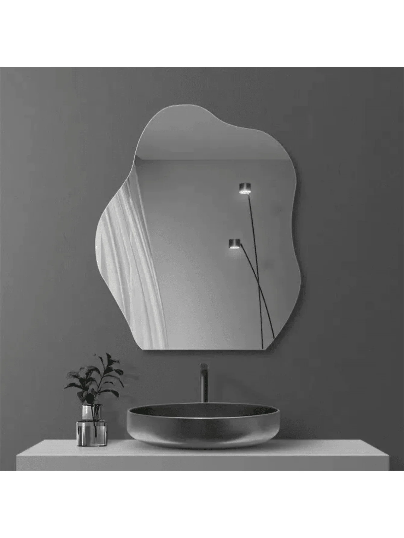 1PC อะคริลิค Cloud Shape ไม่สม่ําเสมอห้องน้ํา Shatterproof กระจก,Non Glass Wall Mirror ตกแต่งสําหรับห้องนอน,ห้องนั่งเล่น,Dressing 1