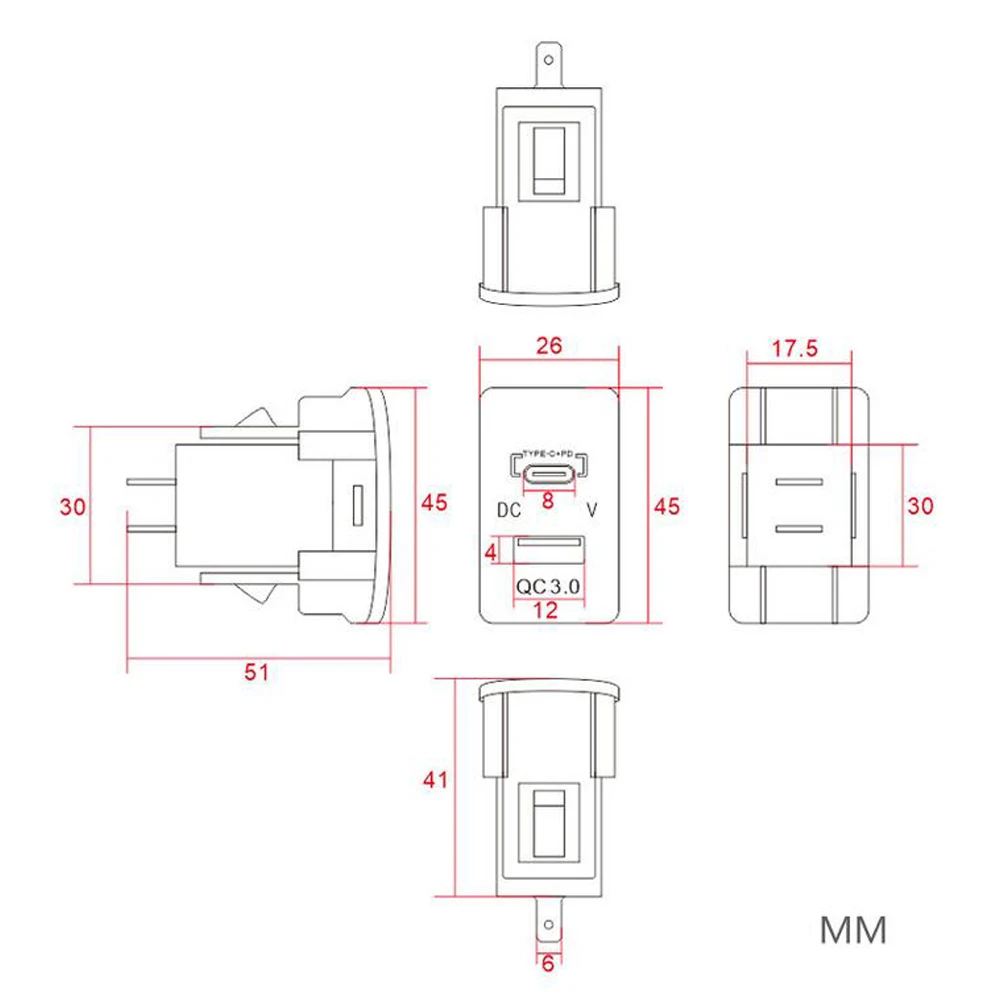 12V Auto Zigaretten anzünder Steckdose Auto Ladegerät qc 3,0 pd Dual USB Steckdose spezielle Verwendung für Toyota USB Port Buchse für Mobiltelefon – Detail 1